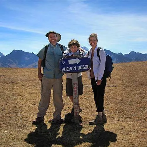 Cover photo. Resting during trek to the pre-Inca and Inca ru