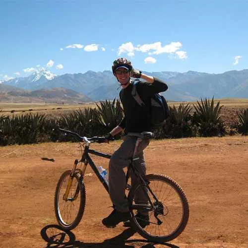 Cover Photo. Biking to the Maras salt pans and Moray terrace