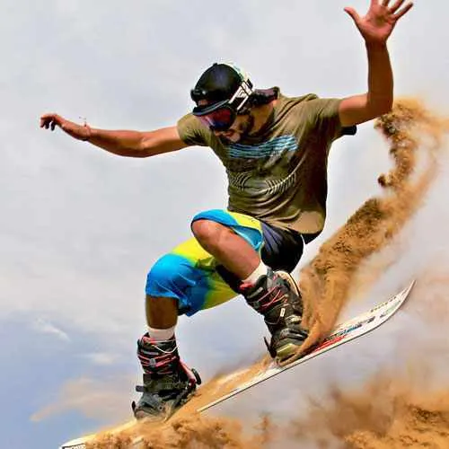 Cover Photo. Sandboarding White Hill near Nazca in Ica, Peru